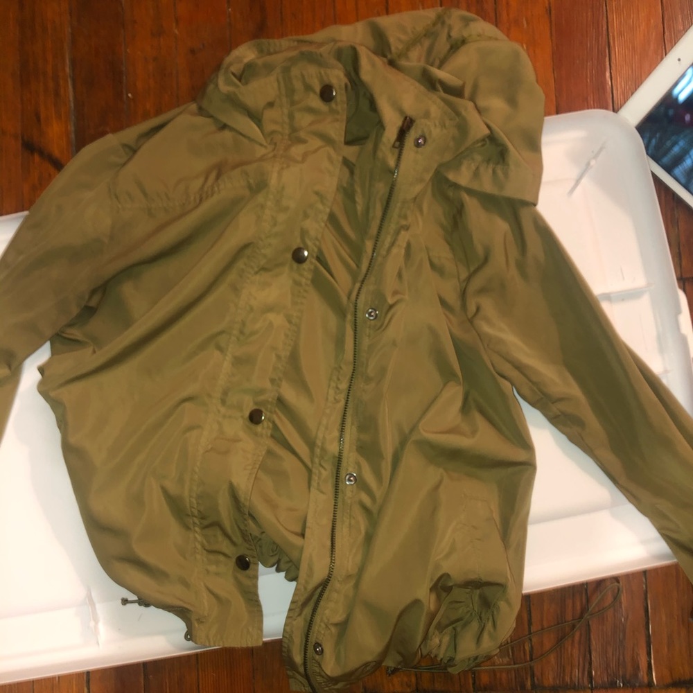 army green cropped windbreaker